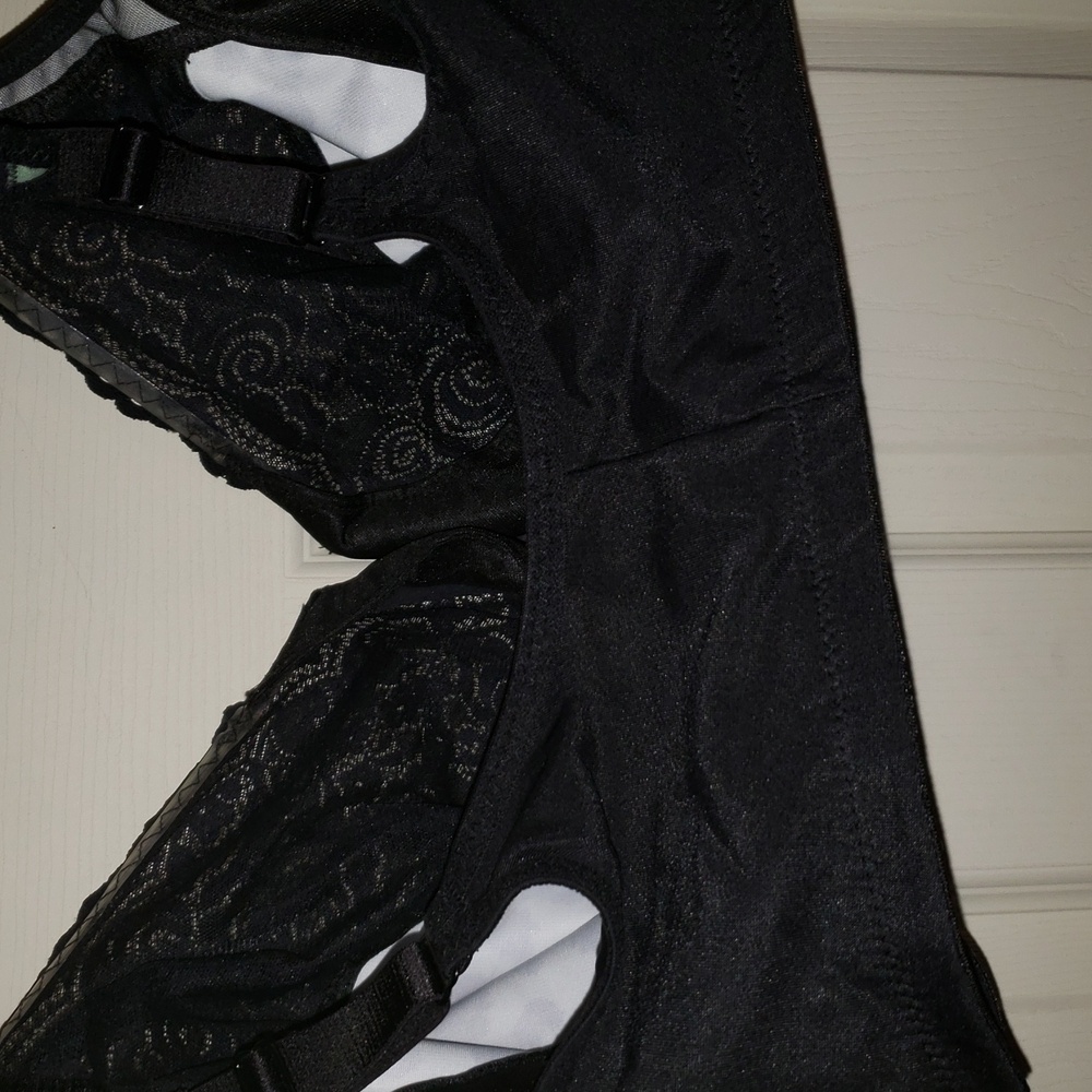 NWOT Glamorise Black & Green Lace Bra Leopard Print Front Close 44H #4919 #5007 - Picture 3 of 4